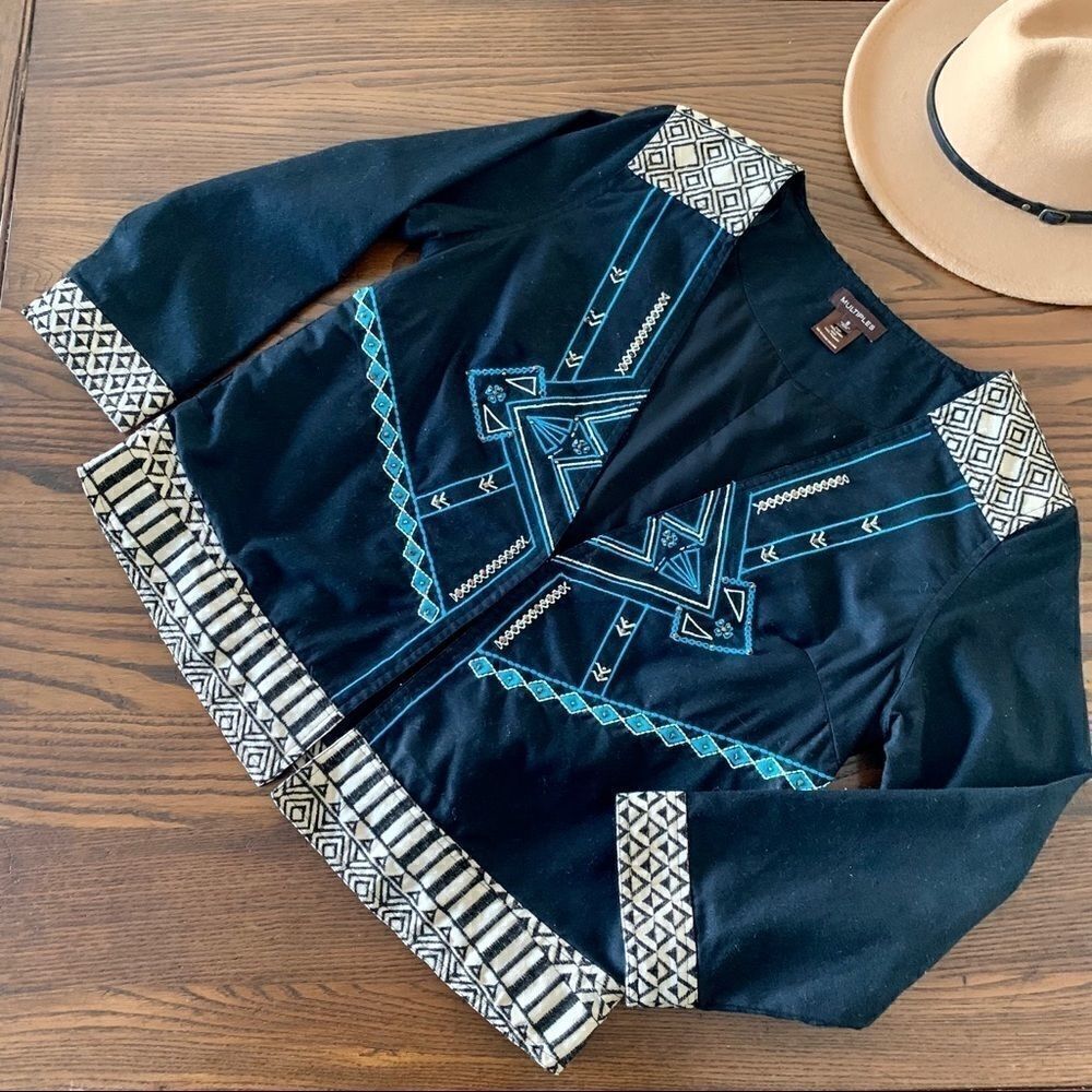 Multiples cropped tribal jacket 